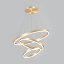 Lustra LED suspendata cu telecomanda ELIZABETH, 85W, 3 Cercuri, lumina Rece/Calda/Neutra, Dimabila, Auriu Lucios, Inaltime Reglabila