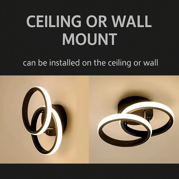 Lustra LED VERTEX CIRCULA 21W, 2 Cercuri, Rame Metalice, lumina Rece/Calda/Neutra, Negru