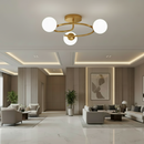 Lustra LED si cristal ORBIT, 66cm, 3xE27, Globuri, Auriu