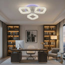 Lustra LED RENATO Nobile cu telecomanda si cristal,  39W, 3 Patrate, Lumina Rece/Calda/Neutra, Dimabila, Alb