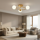 Lustra LED si cristal ORBIT, 66cm, 3xE27, Globuri, Auriu