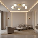 Lustra LED si cristal ORBIT, 72cm, 5xE27, Globuri, Auriu