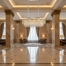 Candelabru Cristal 16xE14 VELOURA Supremo Reale, 120x35 cm, Auriu, Inaltime Reglabila, Metal si Cristal