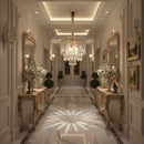 Candelabru Cristal VELVET Petito, 3xE14, D30 cm, Auriu, Inaltime Reglabila, Metal si Cristal
