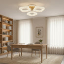 Lustra LED RENATO Nobile cu telecomanda si cristal,  39W, 3 Patrate, Lumina Rece/Calda/Neutra, Dimabila, Auriu