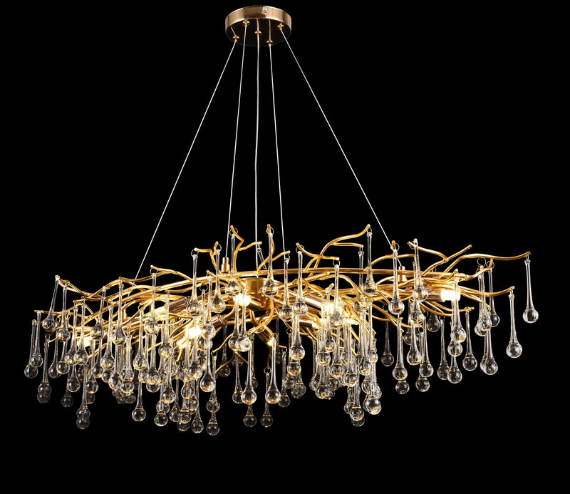 Candelabru Cristal CC333/120X60GD, 10x G9, Auriu, 80cm, Inaltime Reglabila