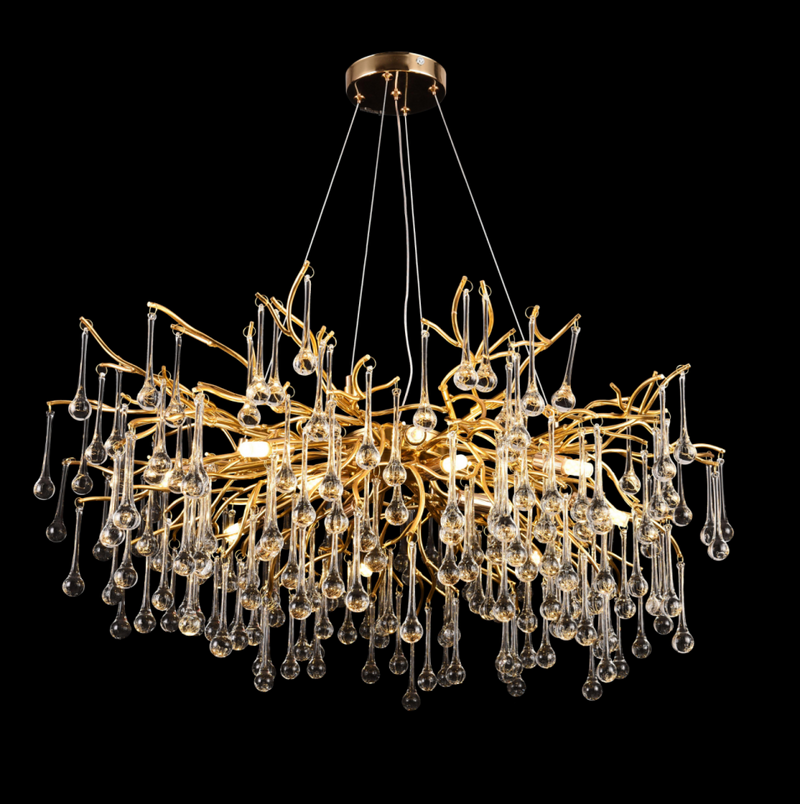 Candelabru Cristal WALTZ Rhapsody, 9x G9, Auriu, 60cm, Inaltime Reglabila