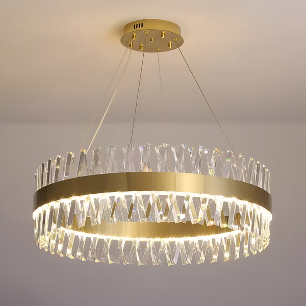 Candelabru LED Lorenzo cu Telecomandă, 54W, Dimabil, Diametru 50cm, Auriu