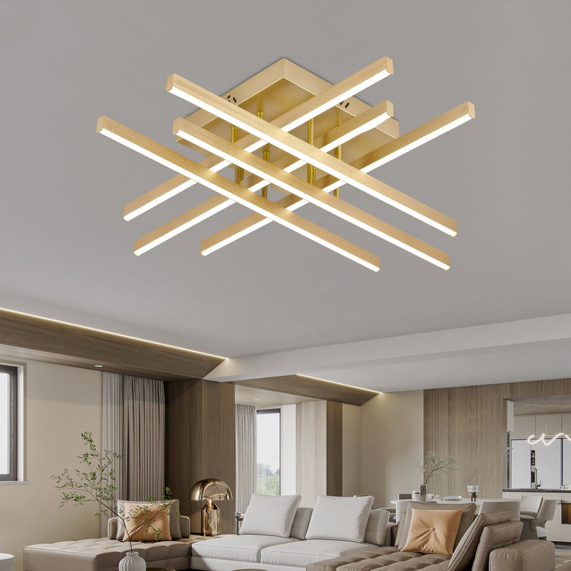 Lustra LED cu Telecomanda LINEX, 109W, Lumina 3000K/4000K/6000K, Dimabila, Auriu