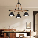 Lustra Suspendata Vintage, LV571/3BK, 3xE27, Maro, Metal si Sfoara