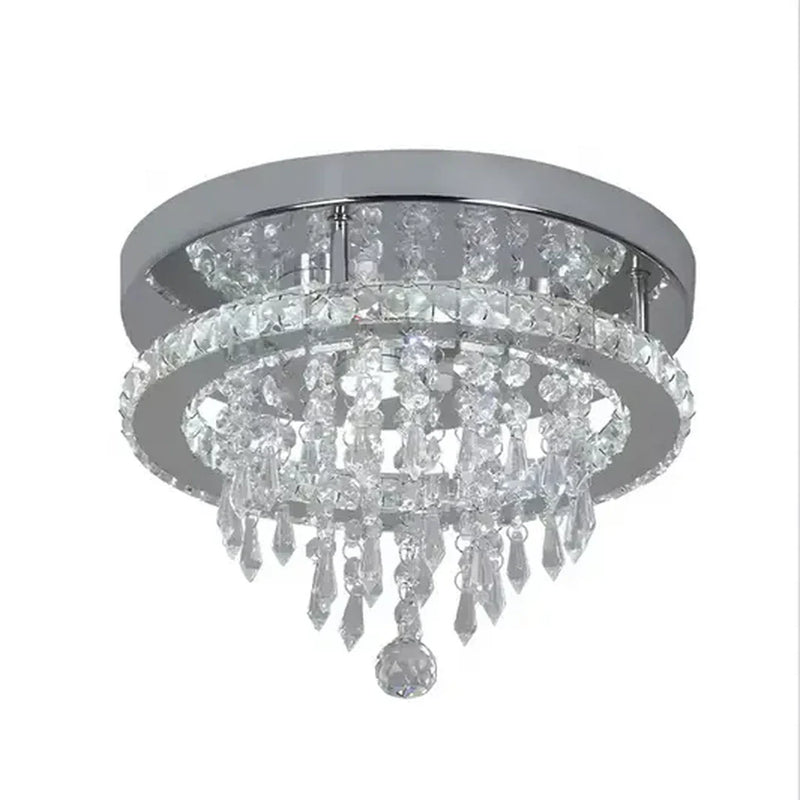 Candelabru LED Alberico Rotund, 20W, Lumina Rece/Calda/Neutra, Cristal, Crom Lucios
