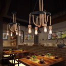 Lustra Vintage LV582/4BK, 4XE27, Rustic Barn, Lemn si Metal, 40cm, Negru