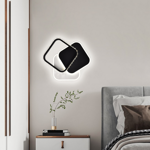 Lustra LED cu cristal  PRISMIQ 39W, 3 Patrate, lumina Rece/Calda/Neutra, Negru