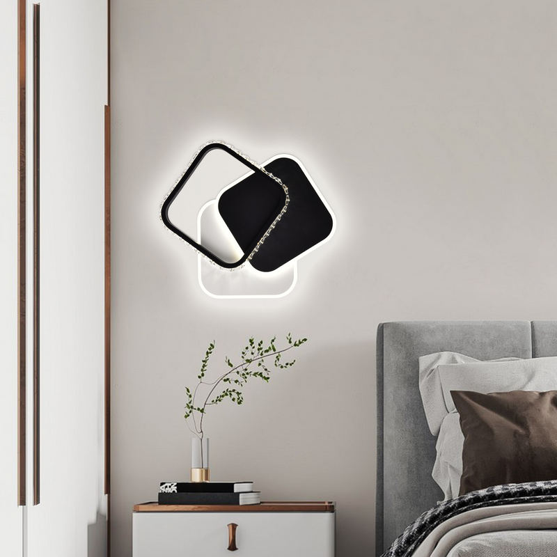 Lustra LED cu cristal  PRISMIQ 39W, 3 Patrate, lumina Rece/Calda/Neutra, Negru