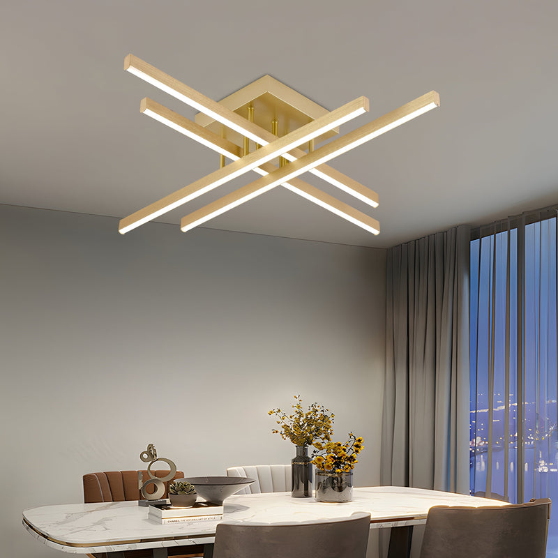 Lustra LED cu Telecomanda LINEX, 54W, Lumina 3000K/4000K/6000K, Dimabila, Auriu
