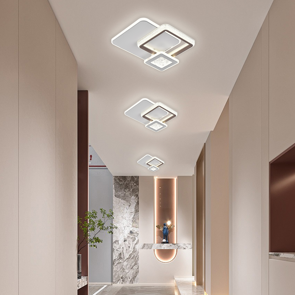 Lustra LED NYXORA  51W, 3 Patrate, lumina Rece/Calda/Neutra, Negru