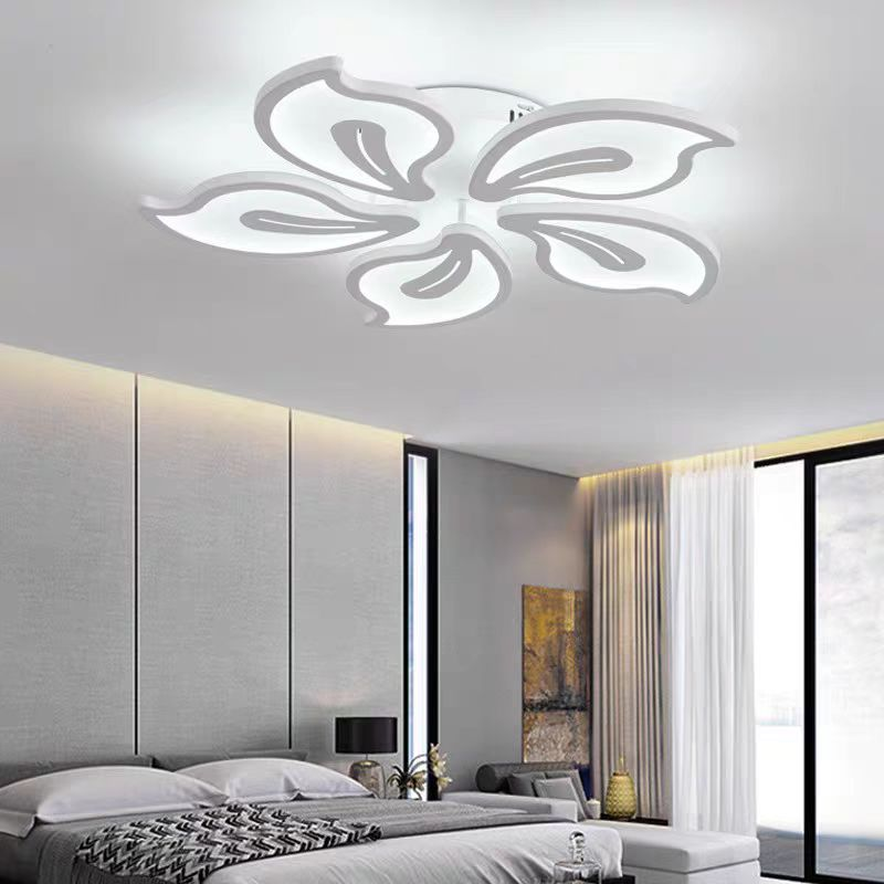 Lustra LED cu telecomanda JASMINE 73W, 5 Petale, lumina Rece/Calda/Neutra, Dimabila, Alb