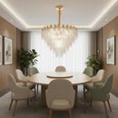 Candelabru Cristal MURANO Magno 12xE14, D60 cm, Auriu, Inaltime Reglabila, Metal si Cristal