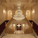 Candelabru Cristal GRAND 87xE14, D138 cm, Auriu, Inaltime Reglabila, Metal si Cristal Candelabre Cristal Default Title Alessandro Design
