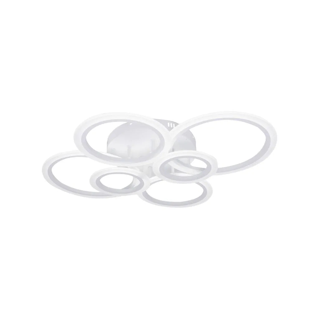 Lustra LED cu telecomanda BETTY 82W, 6 Cercuri, lumina Rece/Calda/Neutra, Dimabila, Alb