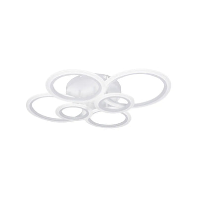 Lustra LED cu telecomanda BETTY 82W, 6 Cercuri, lumina Rece/Calda/Neutra, Dimabila, Alb