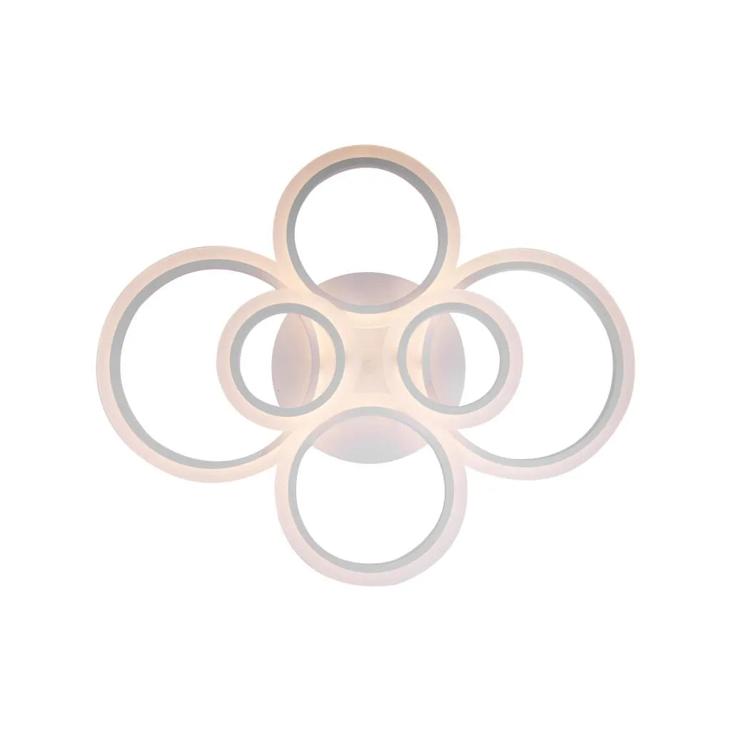 Lustra LED cu telecomanda BETTY 82W, 6 Cercuri, lumina Rece/Calda/Neutra, Dimabila, Alb