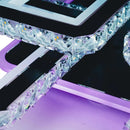 Lustra LED cu telecomanda si cristal LEILA RGB 237W, 8 Patrate, lumina Rece/Calda/Neutra, Dimabila, Negru Crom Lucios