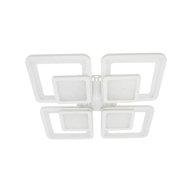 Lustra LED cu telecomanda SUSAN 77W, 4 Patrate, lumina Rece/Calda/Neutra, Dimabila, Alb