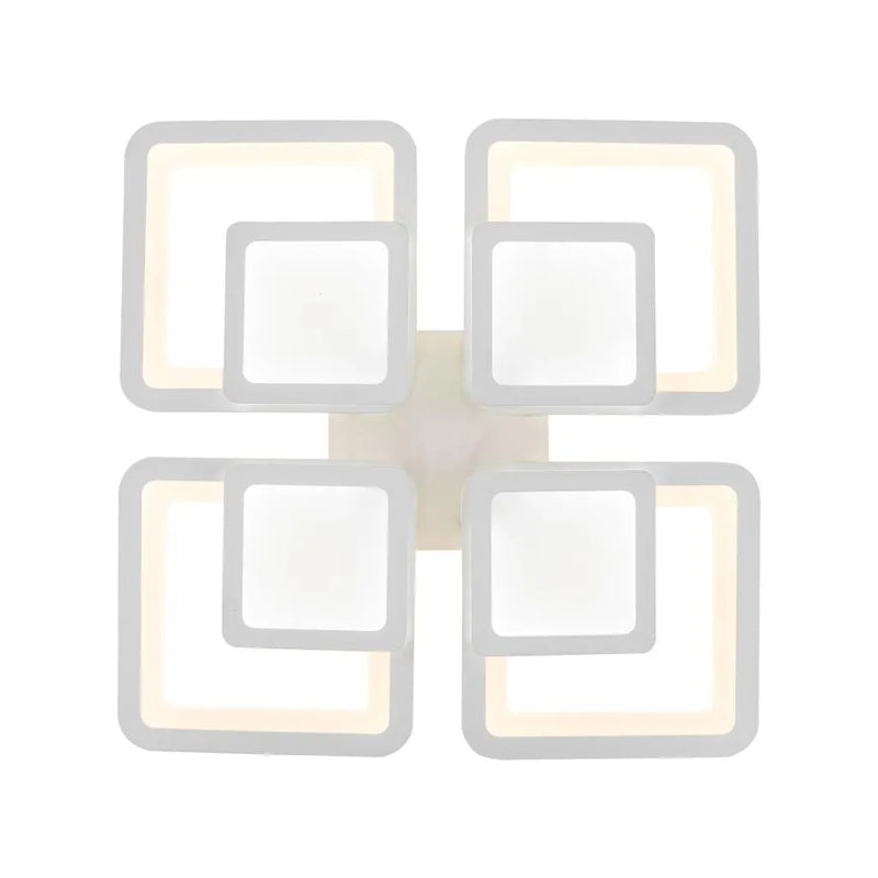Lustra LED cu telecomanda SUSAN 77W, 4 Patrate, lumina Rece/Calda/Neutra, Dimabila, Alb