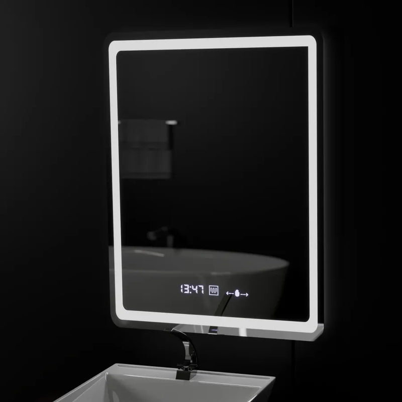 Oglinda LED Rectangulara, 60x80cm, Wizz Senzor MotionGlow Marcello, Sistem Dezaburire, Ceas & Termometru, Dimabila