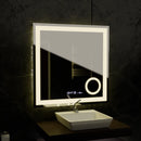 Oglinda LED Rectangulara, 80x80cm, Souverain MotionGlow Marcello, Sistem Dezaburire, Ceas & Termometru, Lupa Cosmetica, Dimabila