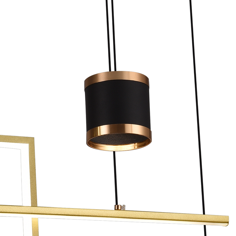 Lustra LED suspendata cu telecomanda DENISSE 81W, lumina Rece/Calda/Neutra, Dimabila, Auriu, Inaltime Reglabila, 2233/4GD