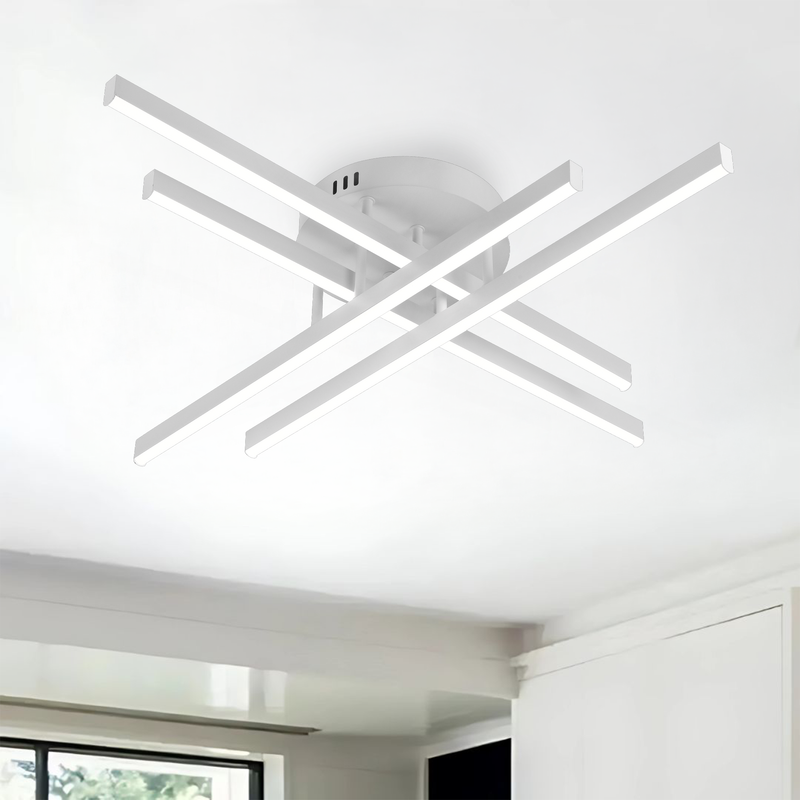Lustra LED cu Telecomanda GIO, 54W, 4 Elemente, Lumina Rece/Clada/Neutra, Dimabila, Alb
