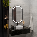 Oglinda LED Senzor Helmut Sistem Dezaburire, Ceas si Temperatura 50x80 cm Rama Negru Brushed Marcello Funghi