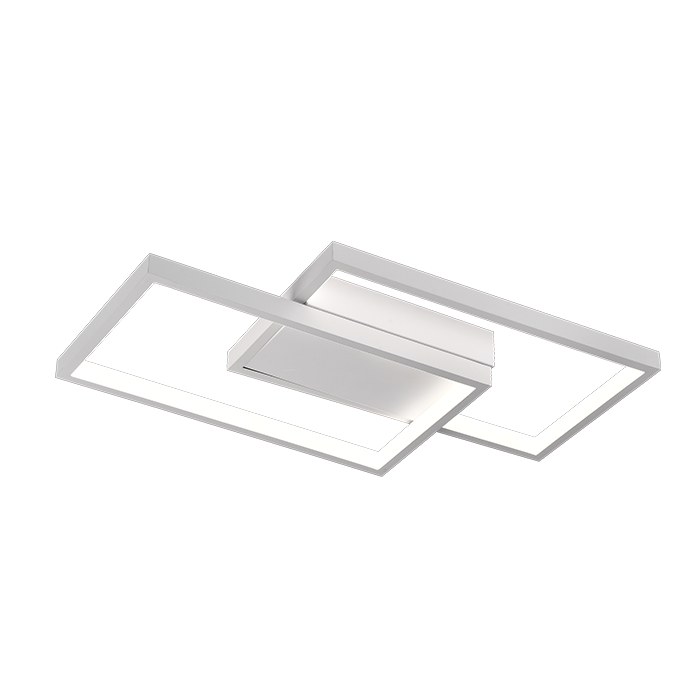Lustra LED cu telecomanda LANDYN 62W, 2 Patrate, lumina Rece/Calda/Neutra, Dimabila, Alb