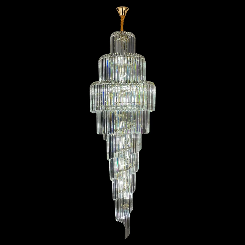 Candelabru Cristal CC8043/600H1800GD, Diametru 60cm, Inaltime 1800cm, Auriu Lucios, Inaltime Reglabila, Design Elegant