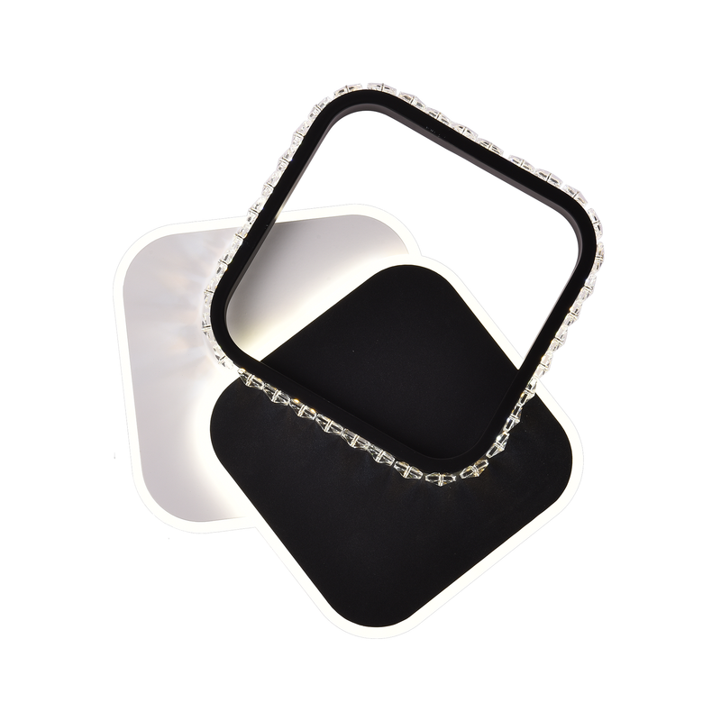 Lustra LED cu cristal  PRISMIQ 34W, 3 Patrate, lumina Rece/Calda/Neutra, Negru
