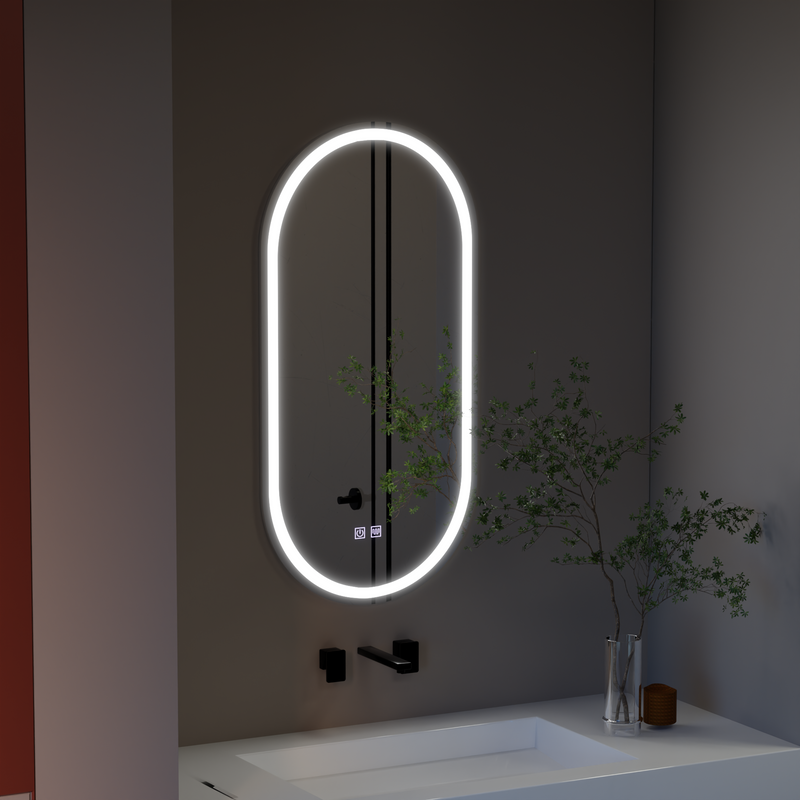 Oglinda LED Ovala, 50x100cm, Velara Touch, Sistem Dezaburire, Dimabila
