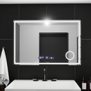 Oglinda LED Rectangulara, 90x60cm, Velour MotionGlow Marcello, Sistem Dezaburire, Ceas & Termometru, Lupa Cosmetica,  Dimabila