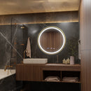 Oglinda LED Rotunda, 60cm, Celeste Royale Gold Eleve MotionGlow Marcello, Sistem Dezaburire, Ceas & Termometru, Dimabila, Curea Detasabila