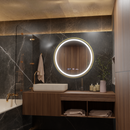 Oglinda LED Rotunda, 80cm, Celeste Royale Gold MotionGlow Marcello, Sistem Dezaburire, Ceas & Termometru, Dimabila