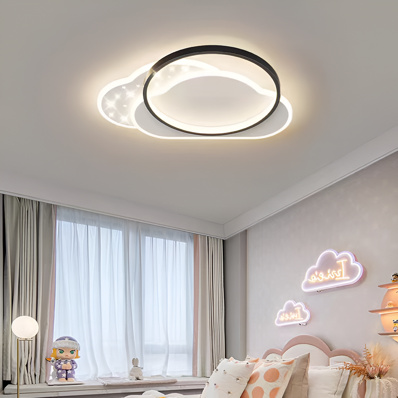 Lustra LED cu telecomanda NUVIA 125W, Nor, lumina Rece/Calda/Neutra, Dimabila, Negru si Alb