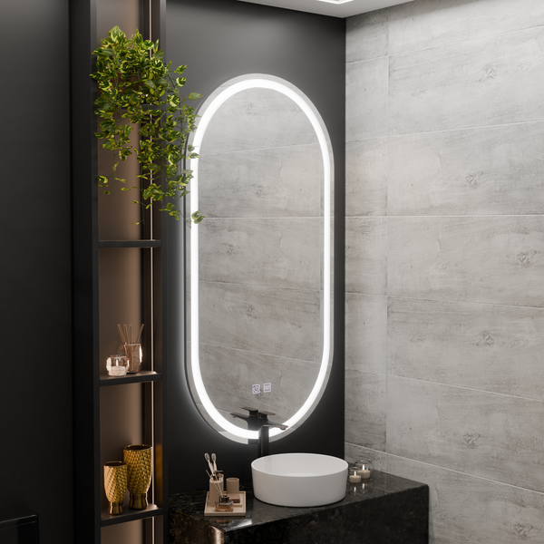 Oglinda LED Ovala, 50x100cm, Velara Touch, Sistem Dezaburire, Dimabila