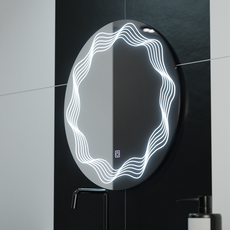 Oglinda LED Rotunda 60cm, Flusso Touch, Sistem Dezaburire, Dimabila