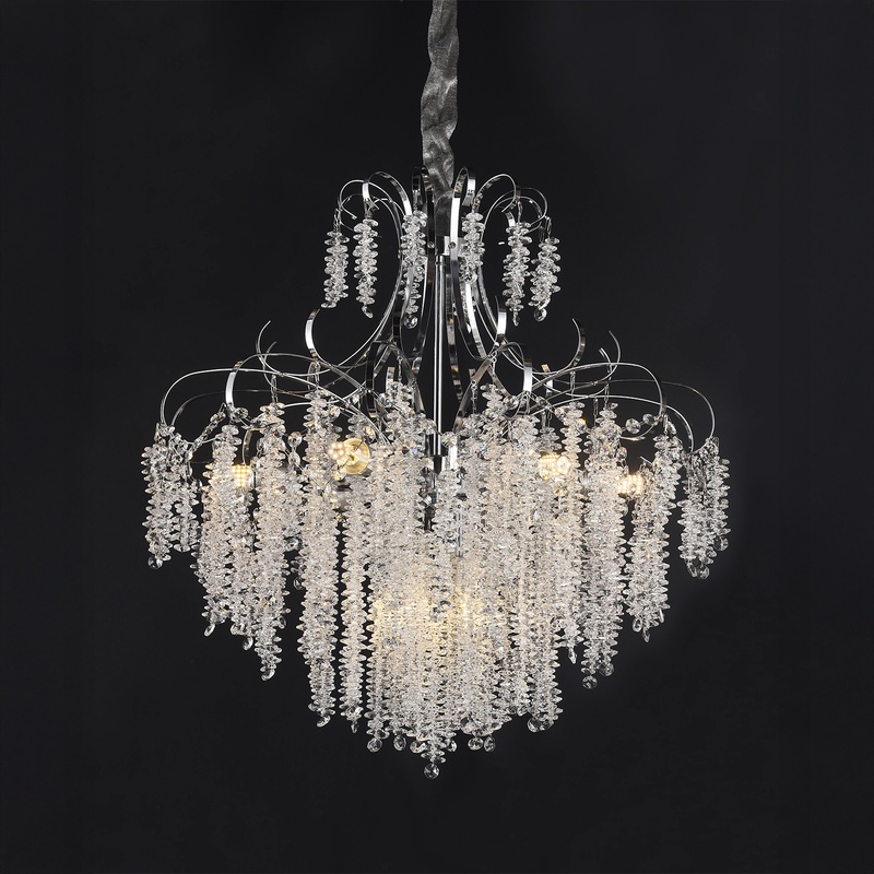 Candelabru Cristal CC9311/5CH, 5x E14, Diametru 49cm, Crom