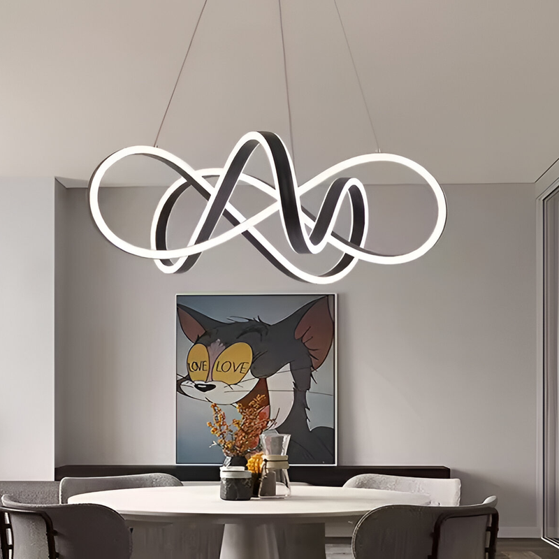 Lustra LED Suspendata cu Telecomanda INFINITY Halo, 138W, Inaltime Reglabila, Lumina Rece/Calda/Neutra, Dimabila, Negru
