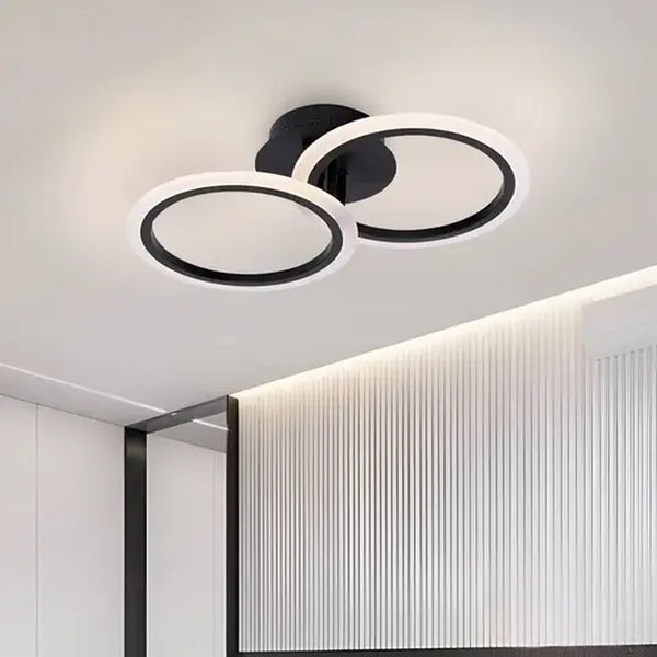 Lustra LED cu telecomanda BETTY 28W, 2 Cercuri, lumina Rece/Calda/Neutra, Dimabila, Negru