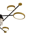 Lustra LED cu telecomanda si cristal GUIDA 38W, 6 Elemente, lumina Rece/Calda/Neutra, Dimabila, Negru Auriu