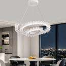 Lustra LED LT188WH, Cristal si Metal, 40W, Dimabila, Inaltime Reglabila, Lumina Rece/Calda/Neutra, Iluminat Luxos