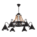 Lustra Vintage cu Franghie LV584/6BK, 6xE27 Lemn Inchis Lustre Vintage Default Title Alessandro Design